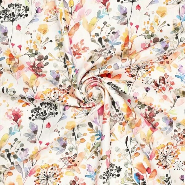 linen natural tones floral fabric image 2