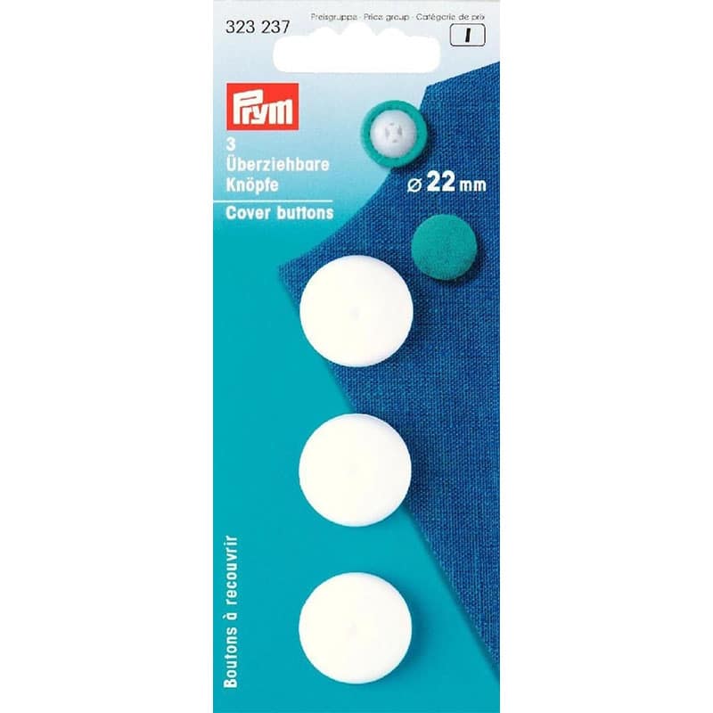 3 white 22mm buttons prym