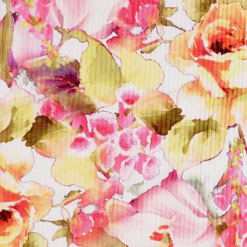 flat ribbed floral fabric