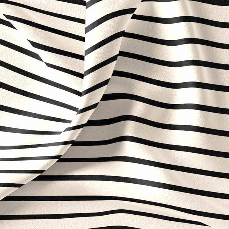 Breton Stripe Jersey Dress Fabric in Cream/Black