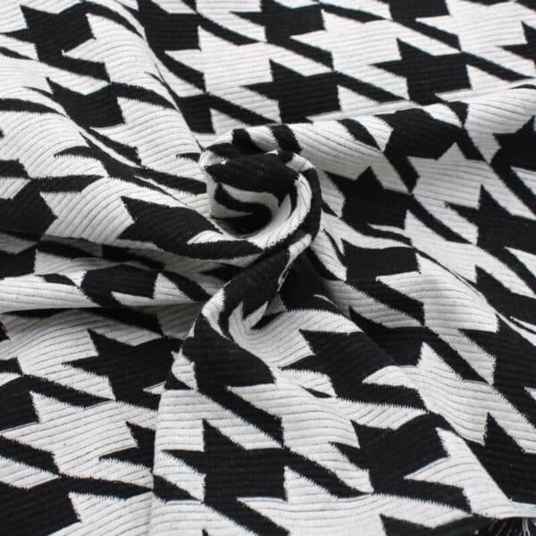 Black and Ivory Houndstooth Ottoman Rib Jersey