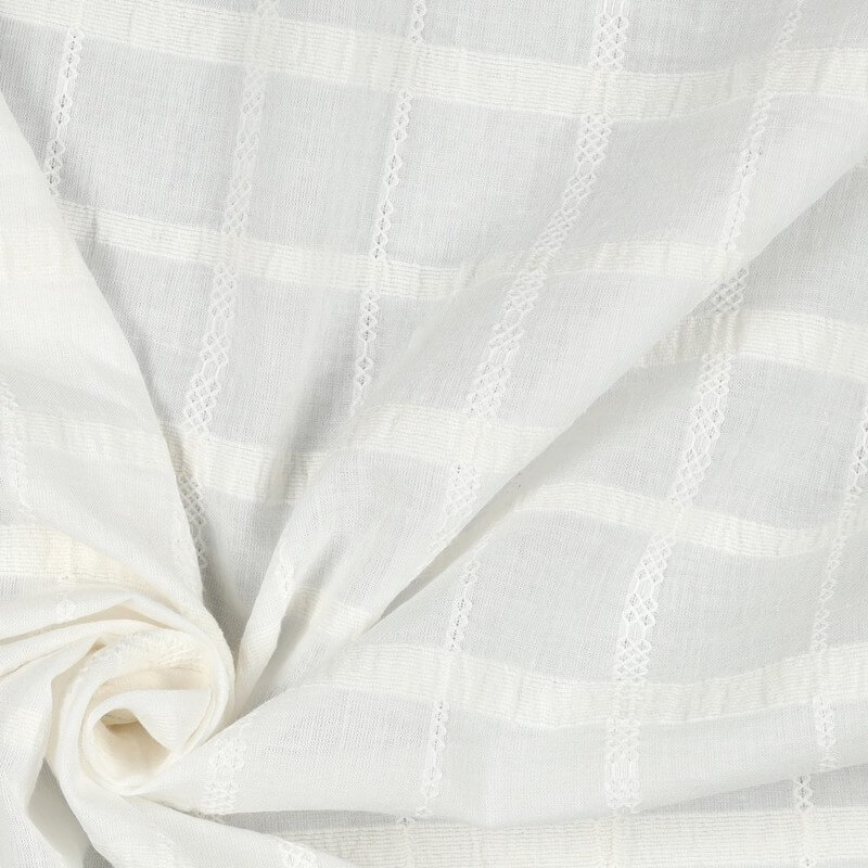 Cotton dobby voile squares fabric scrumpled