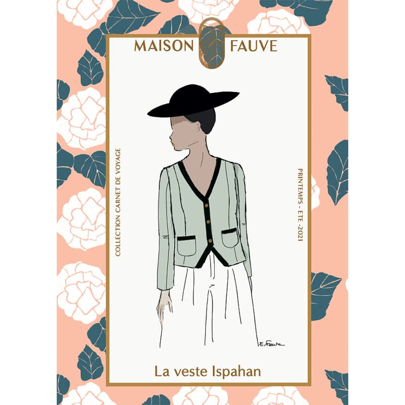 Fashion Model Wearing Maison Fauve Printed Sewing Pattern for Ispahan Jacket Coat Advanced
