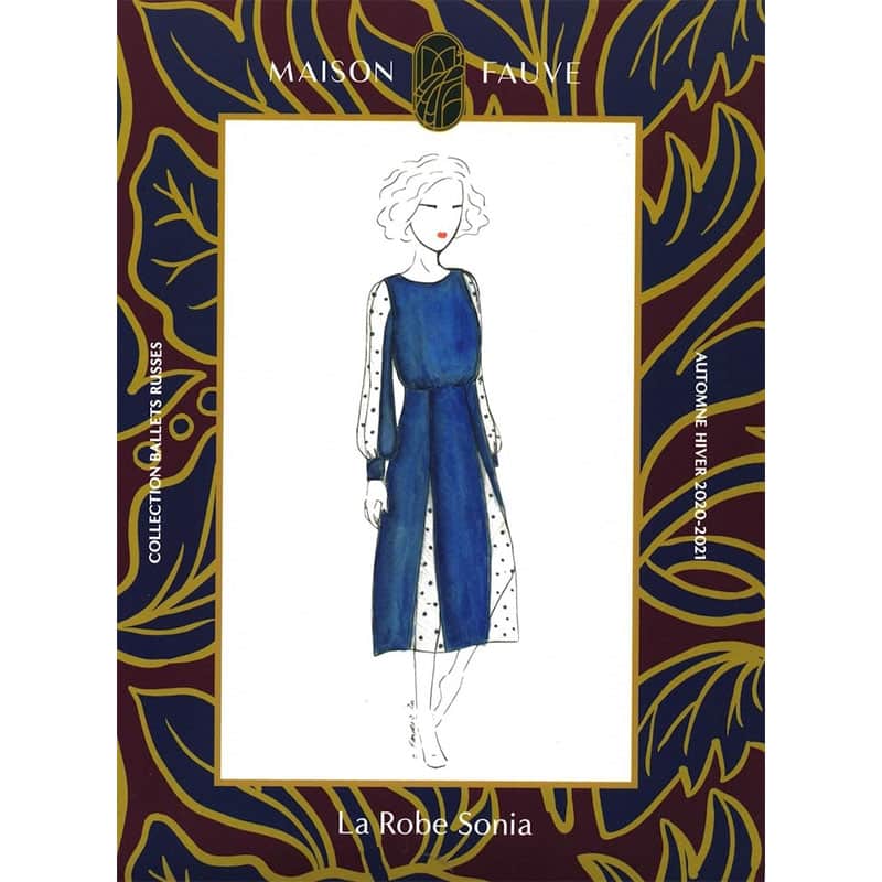 Fashion Model Wearing Maison Fauve Printed Sewing Pattern for Sonia Dress - Intermediate