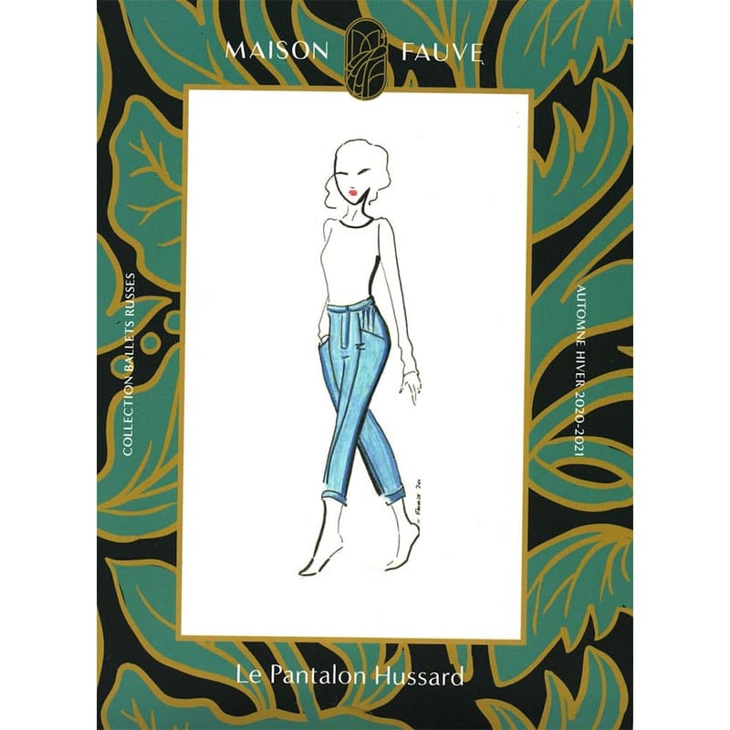 Fashion Model Wearing Maison Fauve Printed Sewing Pattern for Hussard Trouser Pant - Advanced