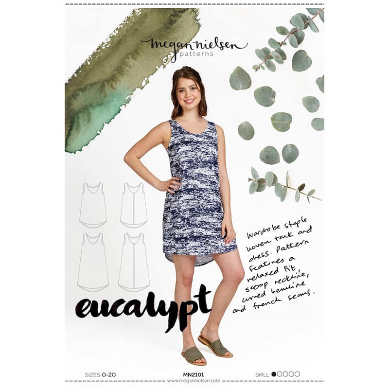 Fashion Model Wearing Megan Nielsen - Eucalypt Top or Dress Sewing Pattern