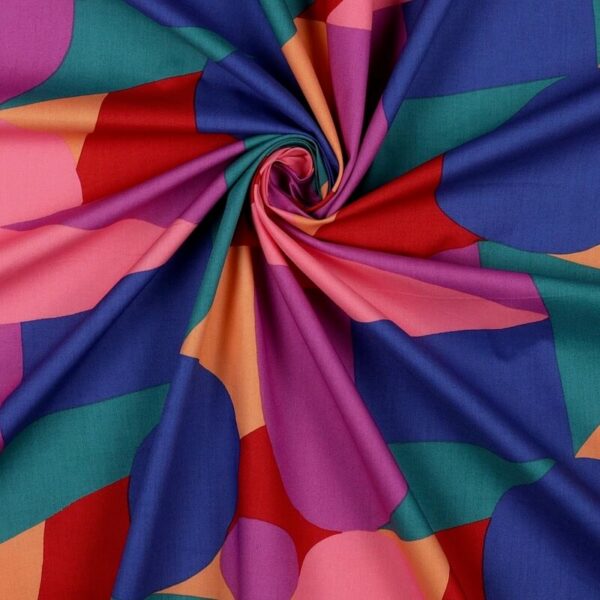 Crumpled image of block shapes in vibrant colours Nerida Hansen Fabric