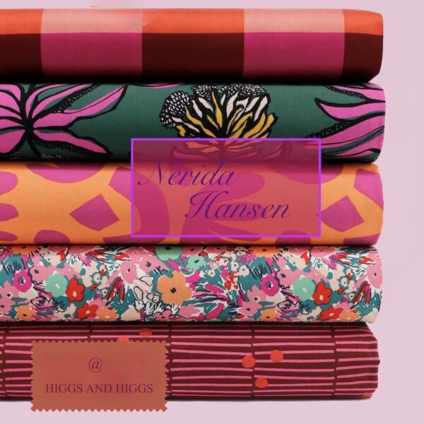 Nerida Hansen colourful fabric bundle close up