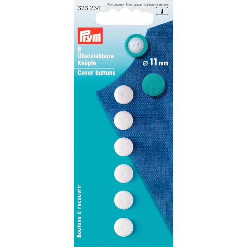 Packet of Prym Cover Buttons 11mm x 6 buttons