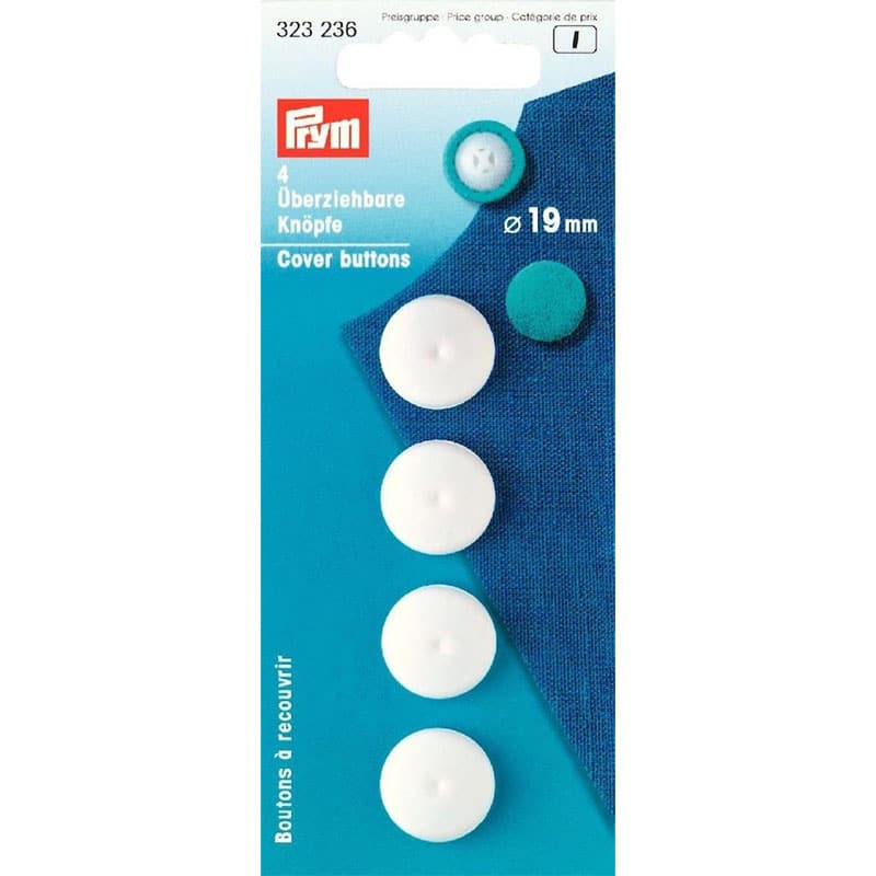 Packet of Prym Cover Buttons 19mm x 4 buttons