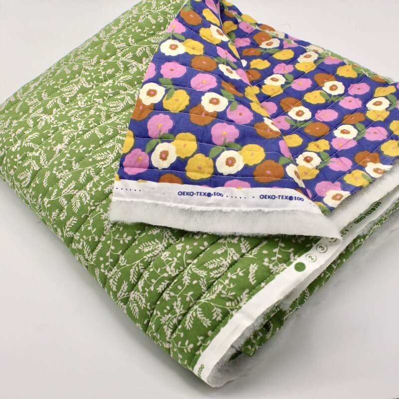 Double Sided Quilted Cotton - Pinchi Blue & Razeo Green 22 IMAGE 1