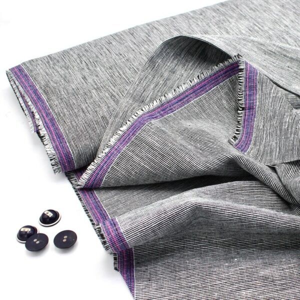 Cotton Viscose Chambray with purple selvage Stripe on bolt 1