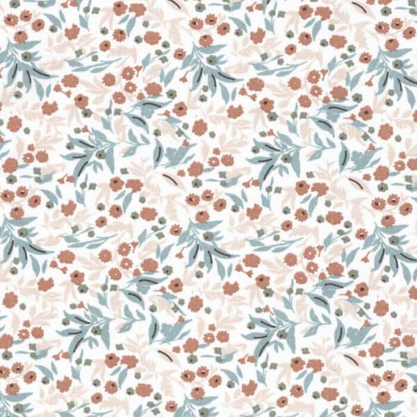cotton floral fabric Tisania blue