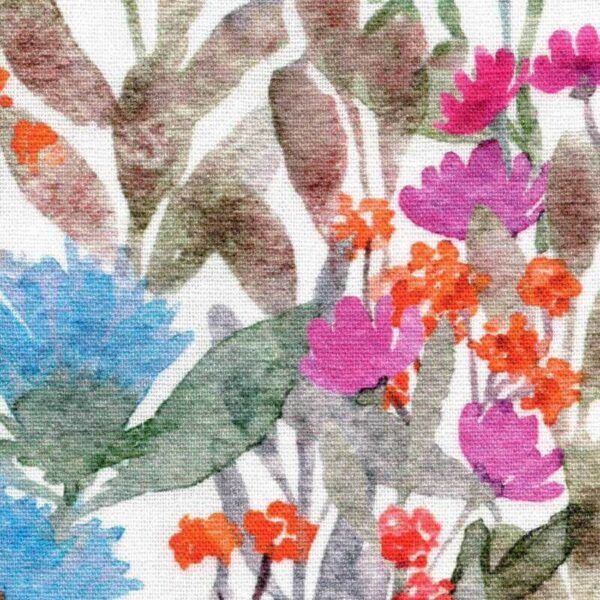 Viscose linen blend spring floral fabric 2 close up