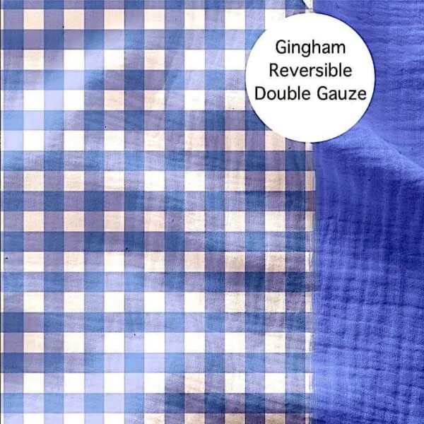 domotex reversible double gauze gingham check fabric in azur 2