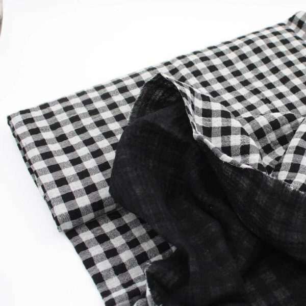 domotex reversible double gauze gingham check in black 1