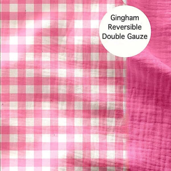 domotex reversible double gauze gingham check fabric in bonbon pink 2
