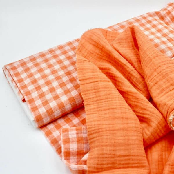 domotex reversible double gauze gingham check in clementine orange 1