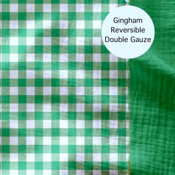 domotex reversible double gauze gingham check fabric in grass green 2