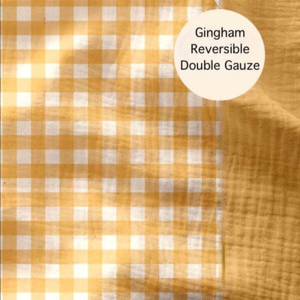 domotex reversible double gauze gingham check fabric in vamilla yellow 2