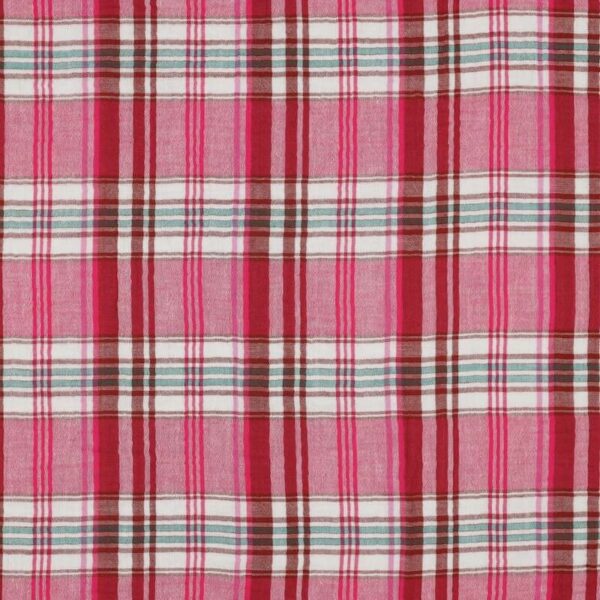 double gauze pink gingham check cotton fabric 3
