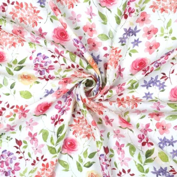 viscose beautiful floral multi dotted swiss fabric 6