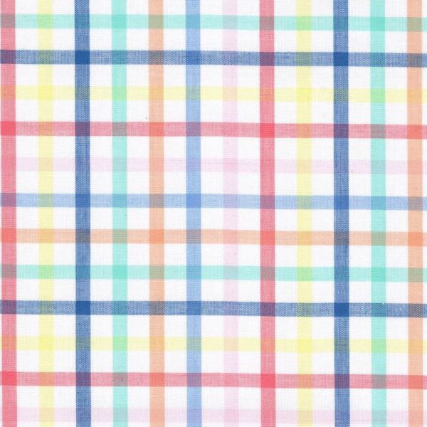 100% Cotton Multi Coloured Check gingham fabric on White 4