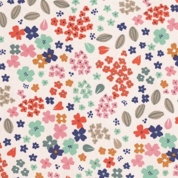 FRENCH COTTON lawn fabric in Doanne Small Floral in Multi on Ivory 2