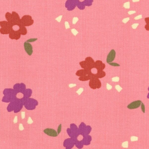 Printed Cotton 21 Wale babycord fabric in Erina Floral on Blush Pink 2