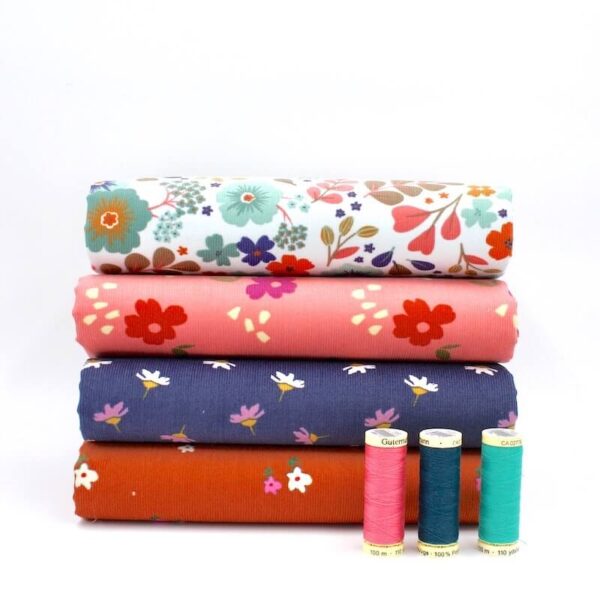 Bundle of  Floral Printed cotton 21 Wale babycord fabric