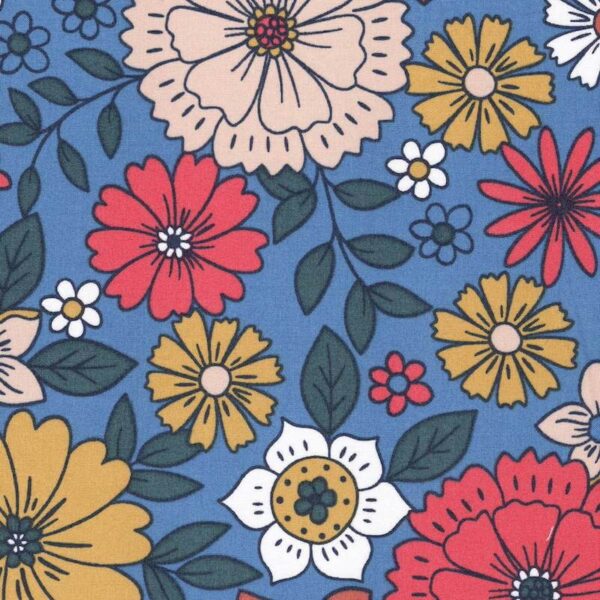 FRENCH COTTON lawn fabric in Bridji Floral on Deep Blue 2