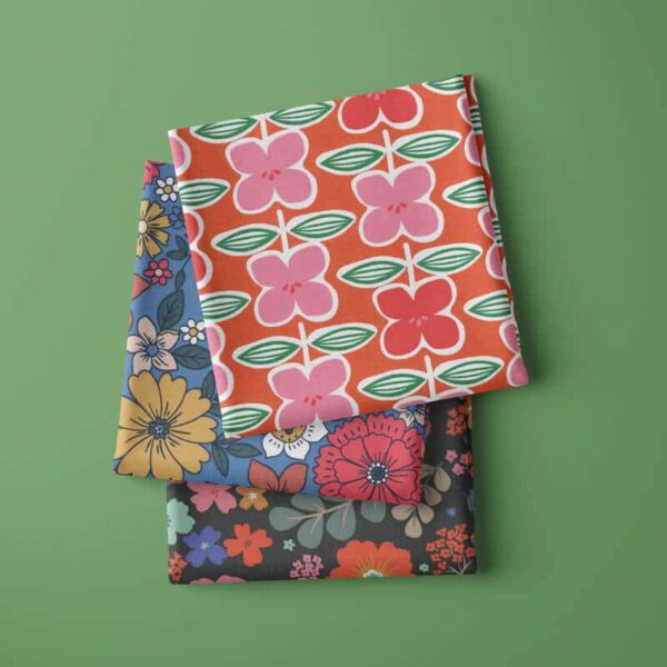 Bundle of funkly floral fabric in vibrant fabrics
