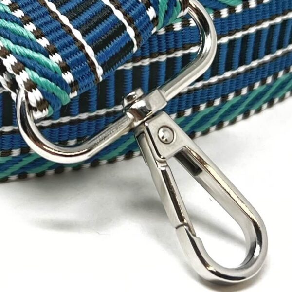 heavy duty webbing for bag straps in colourful geometric blue 2