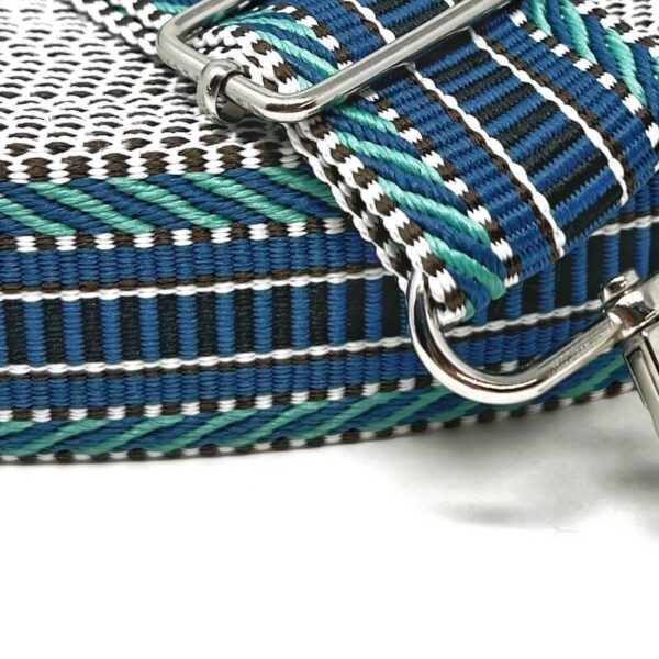 heavy duty webbing for bag straps in colourful geometric blue 3