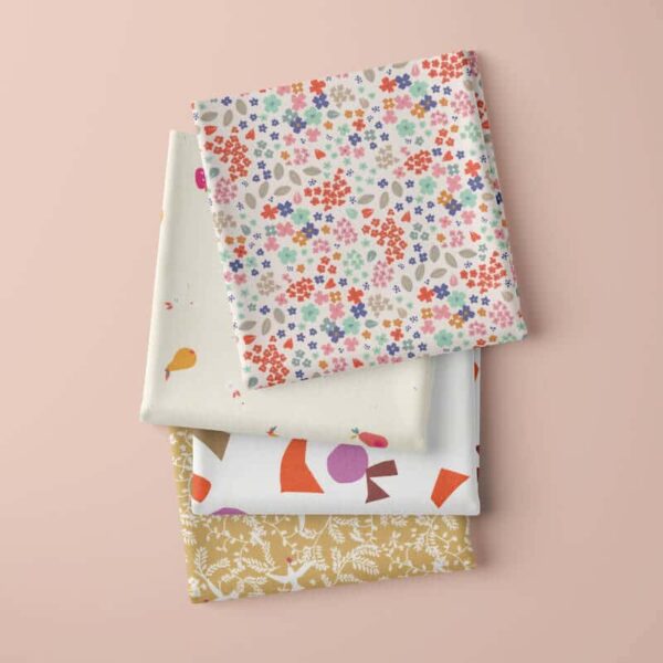 Bundle of Cotton fabric with pinky background