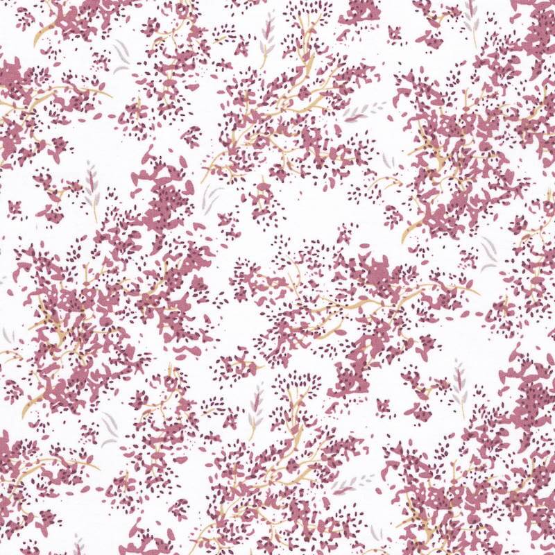 FRENCH COTTON lawn fabric in Saicchu Floral in Plum on White
