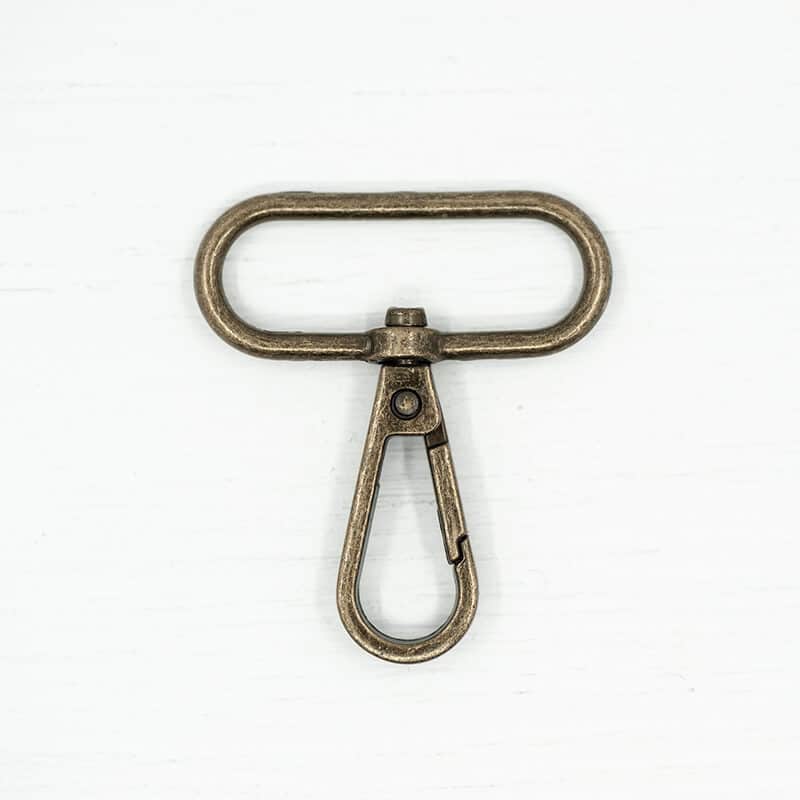 Metal Snap Hooks for Bag Straps in 38mm in Antique Brass
