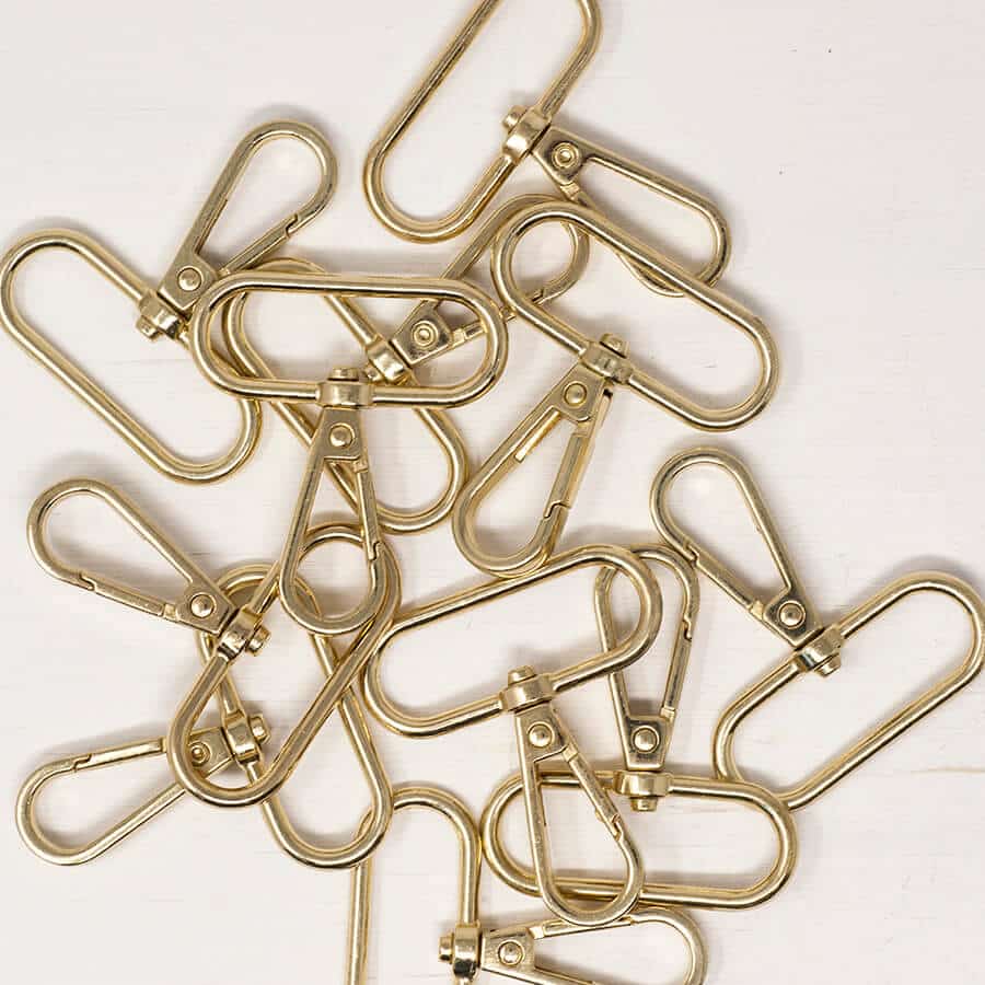 Metal Snap Hooks for Bag Straps in 38mm in Bright Brass