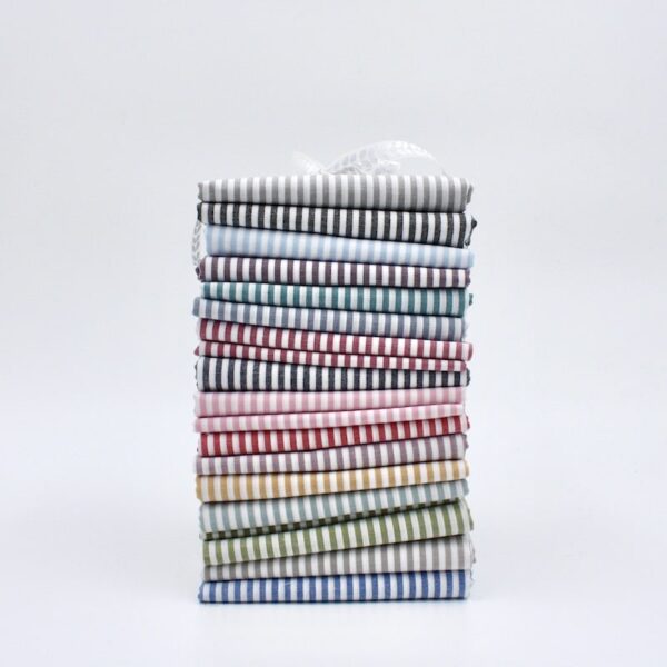 16 x folded 2mm stripe cotton fabric bundle in lots of colours