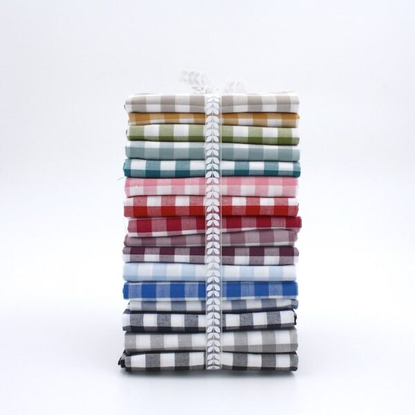 16 x folded 9mm gingham cotton fabric bundle in lots of colours