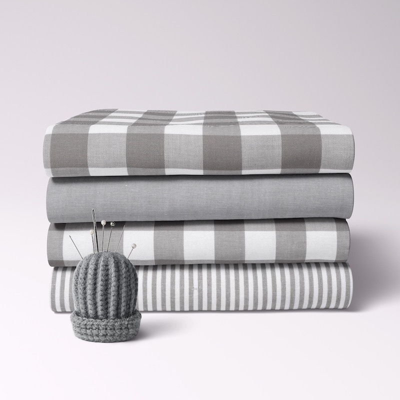 4 x folded cotton fabric bundle in grey
