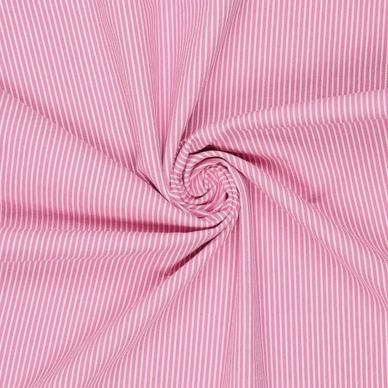 Hickory Washed Denim stripe twill fabric with Elastane in Pink 1417