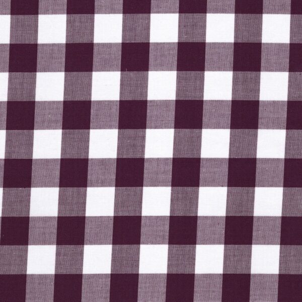 100% cotton classics fabric with 17mm gingham pattern in aubergine