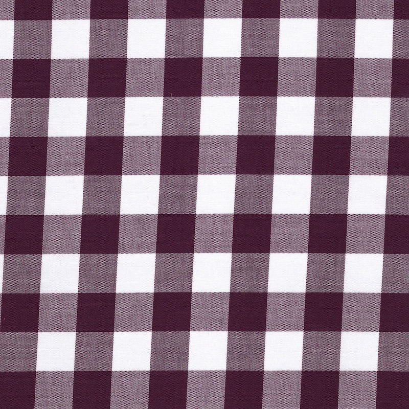 100% cotton classics fabric with 17mm gingham pattern in aubergine