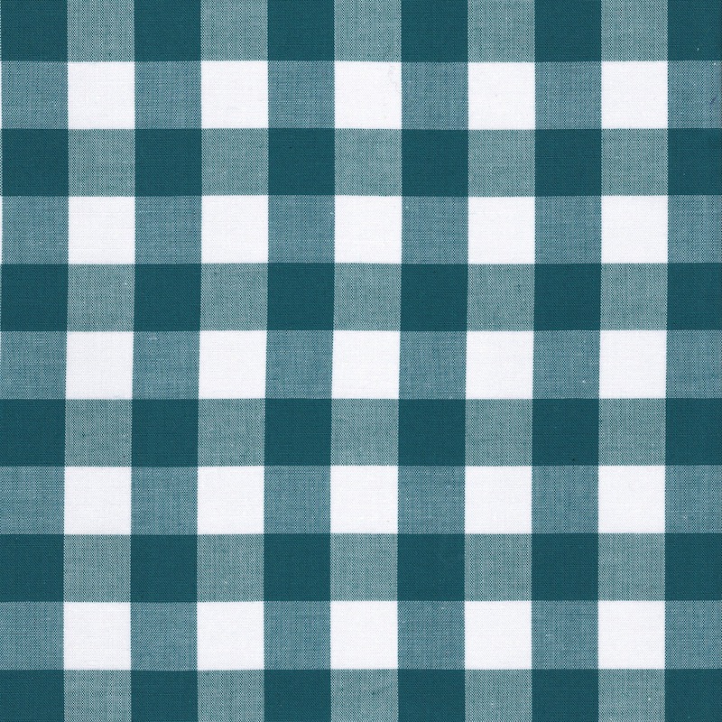 100% cotton classics fabric with 17mm gingham pattern in teal