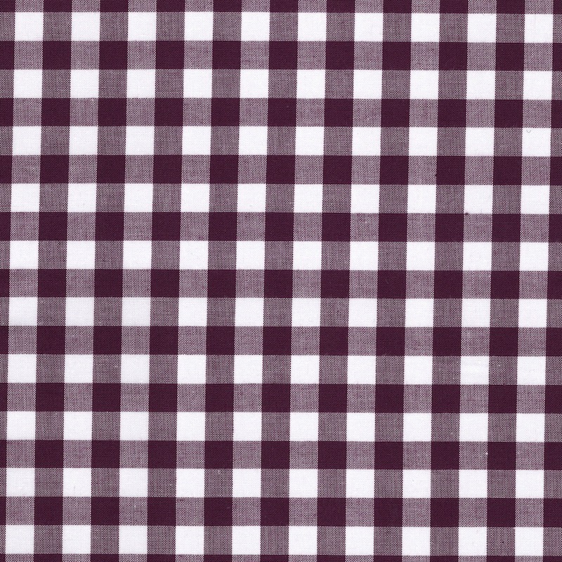 100% cotton classics fabric with 9mm gingham pattern in aubergine