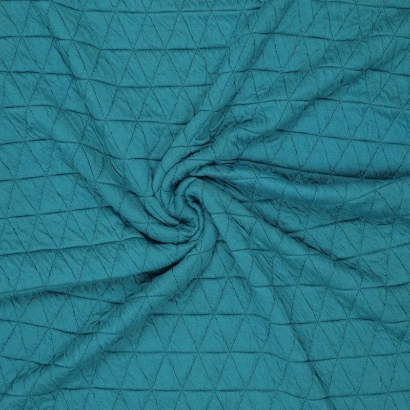 Triangle Quilted jacquard jersey fabric in Rich Teal 671