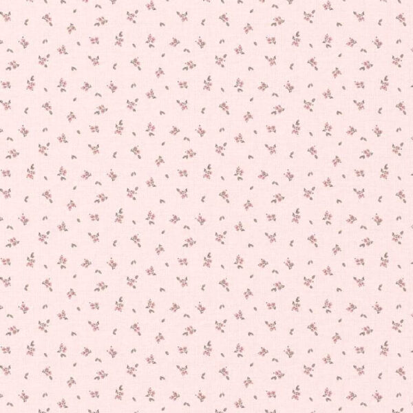 Pre Quilted Double Sided Reversible Cotton Fabric in Hanidi Tiny Floral and Pink Hearts A1 2