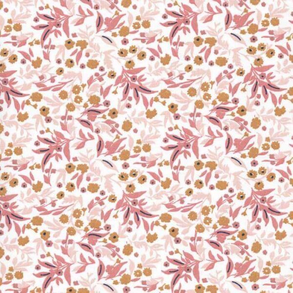 Pre Quilted Double Sided Reversible Cotton Fabric in Becky and Tisania Floral Dusty Peach A14 2