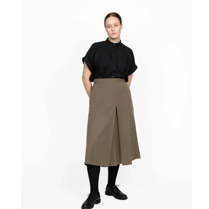 Fashion Model Wearing Assembly Line Sewing Pattern for Culottes | Advanced XL - 3XL